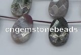 CAG9746 Top drilled 13*22mm faceted flat teardrop Indian agate beads