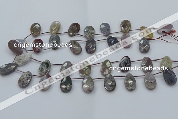 CAG9746 Top drilled 13*22mm faceted flat teardrop Indian agate beads