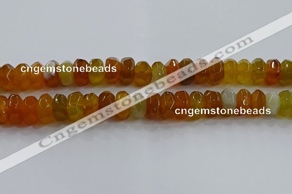 CAG9762 15.5 inches 8*16mm faceted rondelle agate gemstone beads