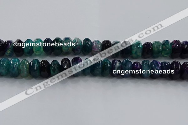 CAG9767 15.5 inches 8*16mm faceted rondelle agate gemstone beads