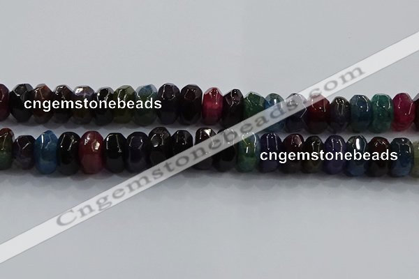 CAG9771 15.5 inches 8*16mm faceted rondelle agate gemstone beads