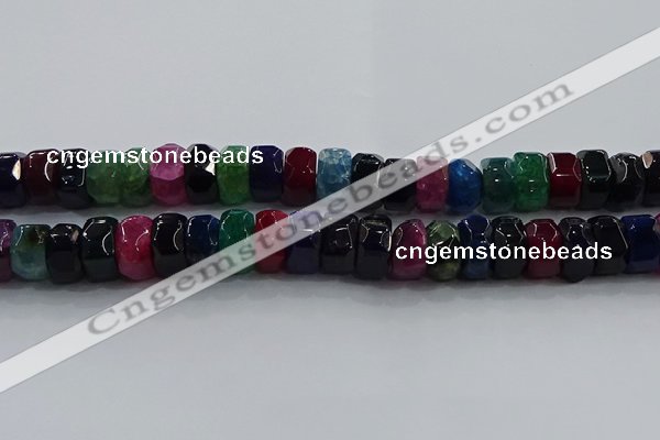 CAG9788 15.5 inches 8*16mm faceted rondelle agate gemstone beads