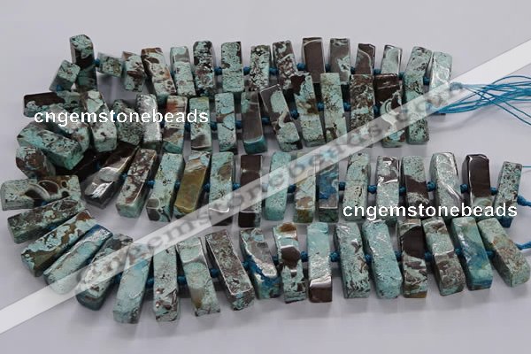 CAG9798 15.5 inches 9*25mm - 10*35mm cuboid ocean agate beads