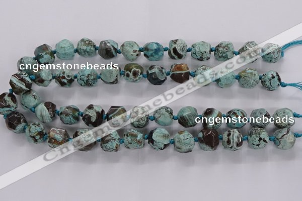 CAG9801 15.5 inches 12*14mm - 14*16mm faceted nuggets ocean agate beads