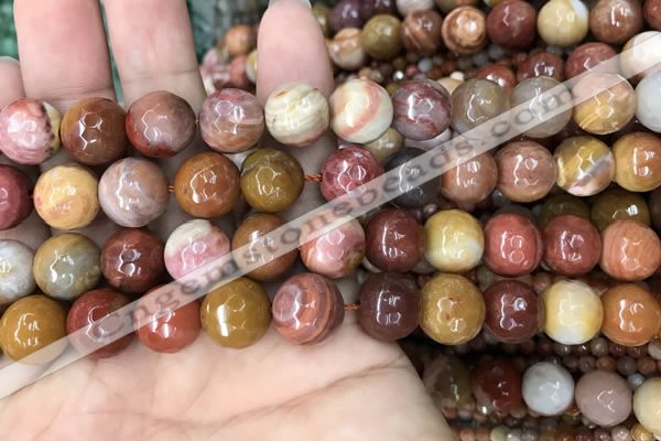 CAG9814 15.5 inches 12mm faceted round wood agate beads