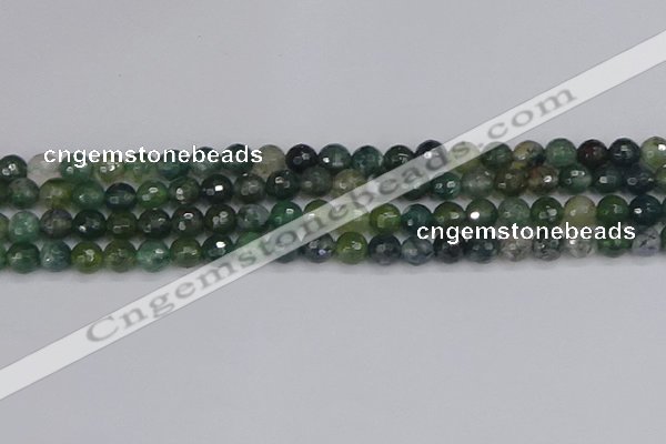 CAG9824 15.5 inches 6mm faceted round moss agate beads