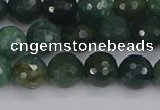 CAG9825 15.5 inches 8mm faceted round moss agate beads