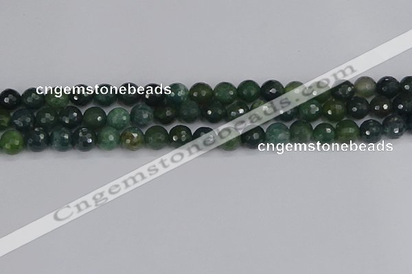 CAG9825 15.5 inches 8mm faceted round moss agate beads