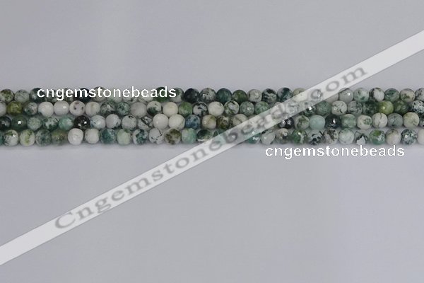 CAG9837 15.5 inches 4mm faceted round tree agate beads