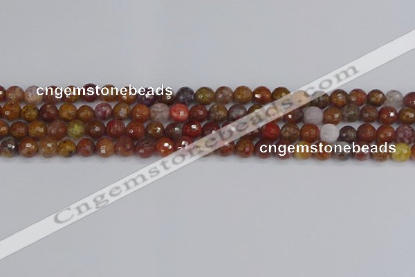 CAG9845 15.5 inches 4mm faceted round red moss agate beads