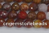 CAG9846 15.5 inches 6mm faceted round red moss agate beads