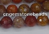 CAG9847 15.5 inches 8mm faceted round red moss agate beads