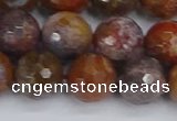 CAG9848 15.5 inches 10mm faceted round red moss agate beads