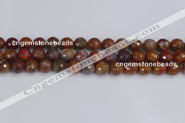 CAG9848 15.5 inches 10mm faceted round red moss agate beads