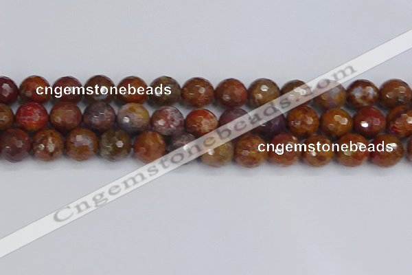 CAG9849 15.5 inches 12mm faceted round red moss agate beads