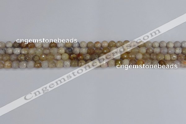 CAG9852 15.5 inches 4mm faceted round ocean fossil agate beads