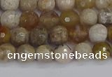 CAG9853 15.5 inches 6mm faceted round ocean fossil agate beads