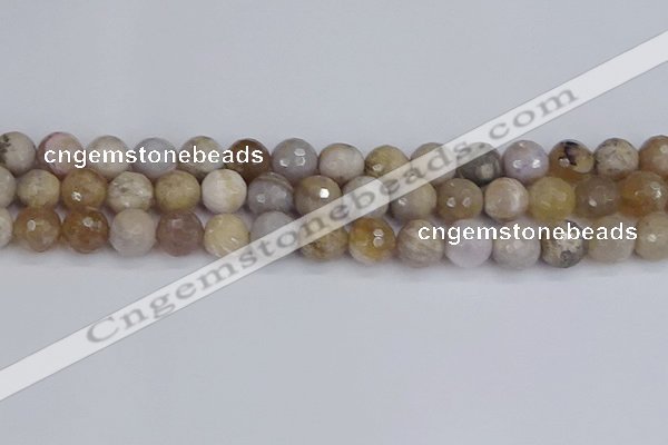 CAG9855 15.5 inches 10mm faceted round ocean fossil agate beads