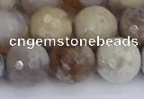 CAG9856 15.5 inches 12mm faceted round ocean fossil agate beads