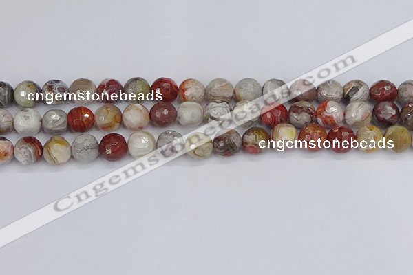 CAG9863 15.5 inches 10mm faceted round Mexican crazy lace agate beads