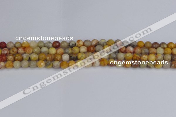 CAG9868 15.5 inches 4mm faceted round yellow crazy lace agate beads