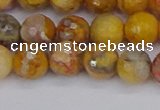 CAG9870 15.5 inches 8mm faceted round yellow crazy lace agate beads