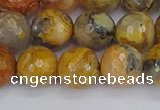 CAG9871 15.5 inches 10mm faceted round yellow crazy lace agate beads