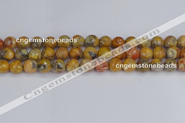 CAG9872 15.5 inches 12mm faceted round yellow crazy lace agate beads