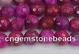 CAG9876 15.5 inches 6mm faceted round fuchsia crazy lace agate beads