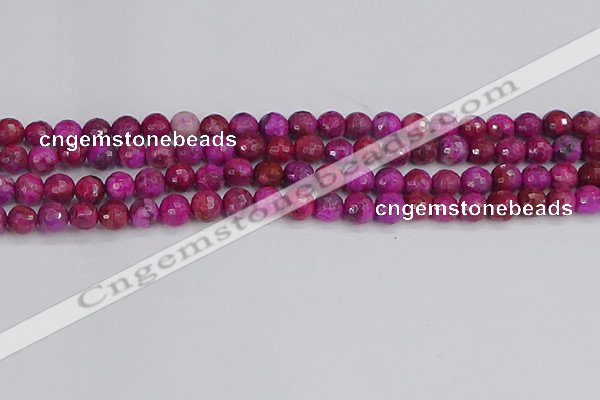 CAG9876 15.5 inches 6mm faceted round fuchsia crazy lace agate beads