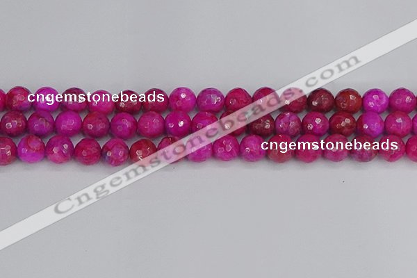 CAG9878 15.5 inches 10mm faceted round fuchsia crazy lace agate beads