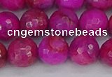 CAG9879 15.5 inches 12mm faceted round fuchsia crazy lace agate beads