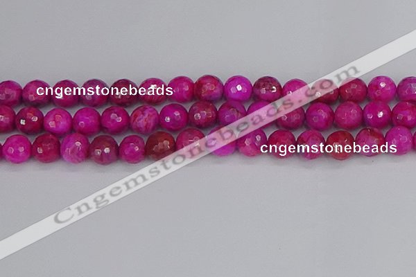 CAG9879 15.5 inches 12mm faceted round fuchsia crazy lace agate beads