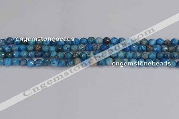 CAG9882 15.5 inches 4mm faceted round blue crazy lace agate beads