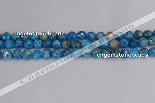 CAG9884 15.5 inches 8mm faceted round blue crazy lace agate beads