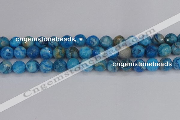 CAG9886 15.5 inches 12mm faceted round blue crazy lace agate beads