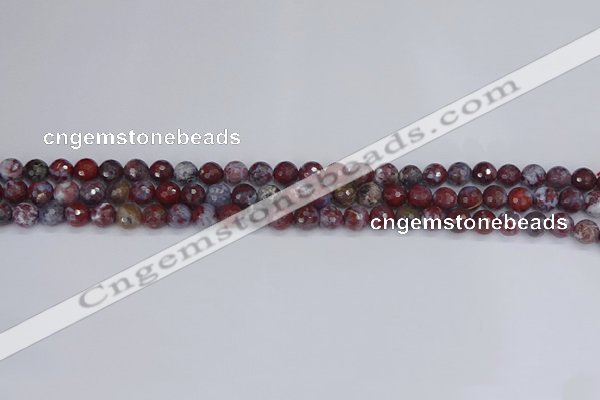 CAG9903 15.5 inches 4mm faceted round red lightning agate beads