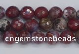 CAG9904 15.5 inches 6mm faceted round red lightning agate beads