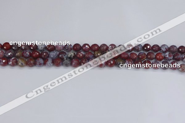 CAG9904 15.5 inches 6mm faceted round red lightning agate beads