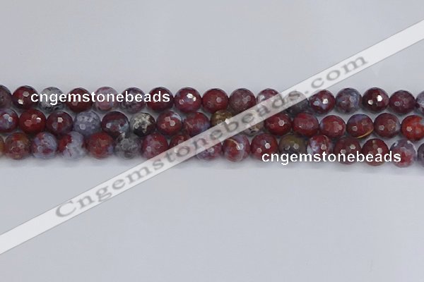 CAG9905 15.5 inches 8mm faceted round red lightning agate beads