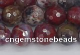 CAG9906 15.5 inches 10mm faceted round red lightning agate beads