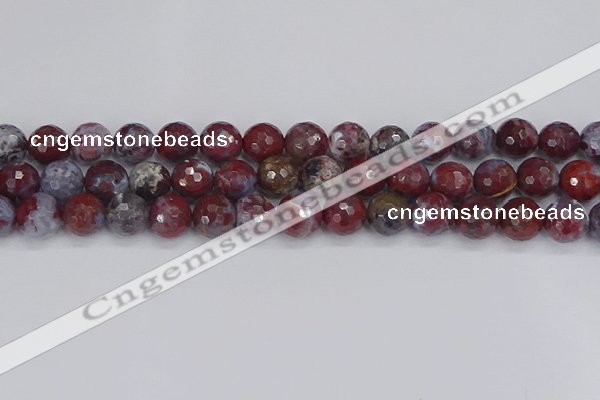 CAG9906 15.5 inches 10mm faceted round red lightning agate beads