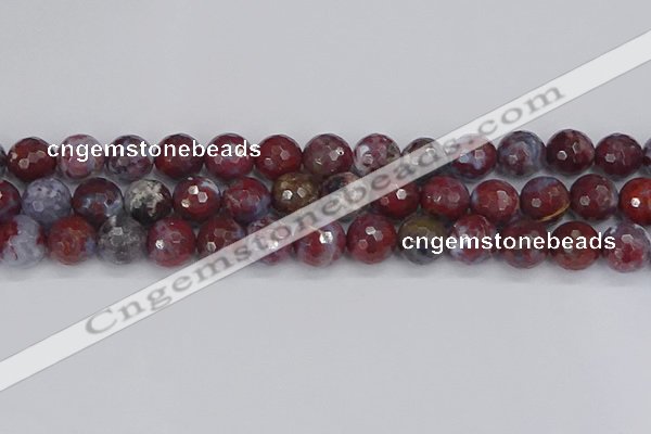 CAG9907 15.5 inches 12mm faceted round red lightning agate beads