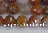 CAG9913 15.5 inches 10mm faceted round red moss agate beads