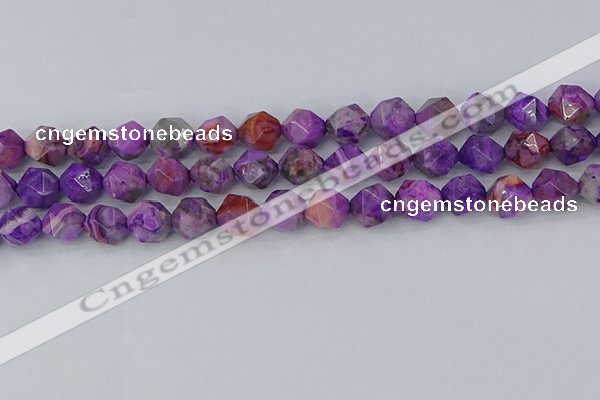 CAG9947 15.5 inches 10mm faceted nuggets purple crazy lace agate beads