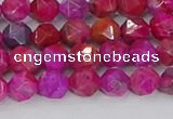 CAG9951 15.5 inches 6mm faceted nuggets fuchsia crazy lace agate beads