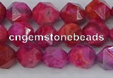 CAG9952 15.5 inches 8mm faceted nuggets fuchsia crazy lace agate beads