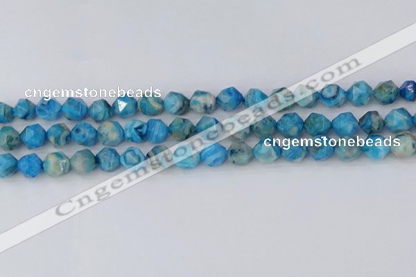 CAG9958 15.5 inches 8mm faceted nuggets blue crazy lace agate beads