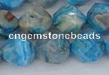 CAG9960 15.5 inches 12mm faceted nuggets blue crazy lace agate beads