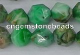 CAG9966 15.5 inches 12mm faceted nuggets green crazy lace agate beads